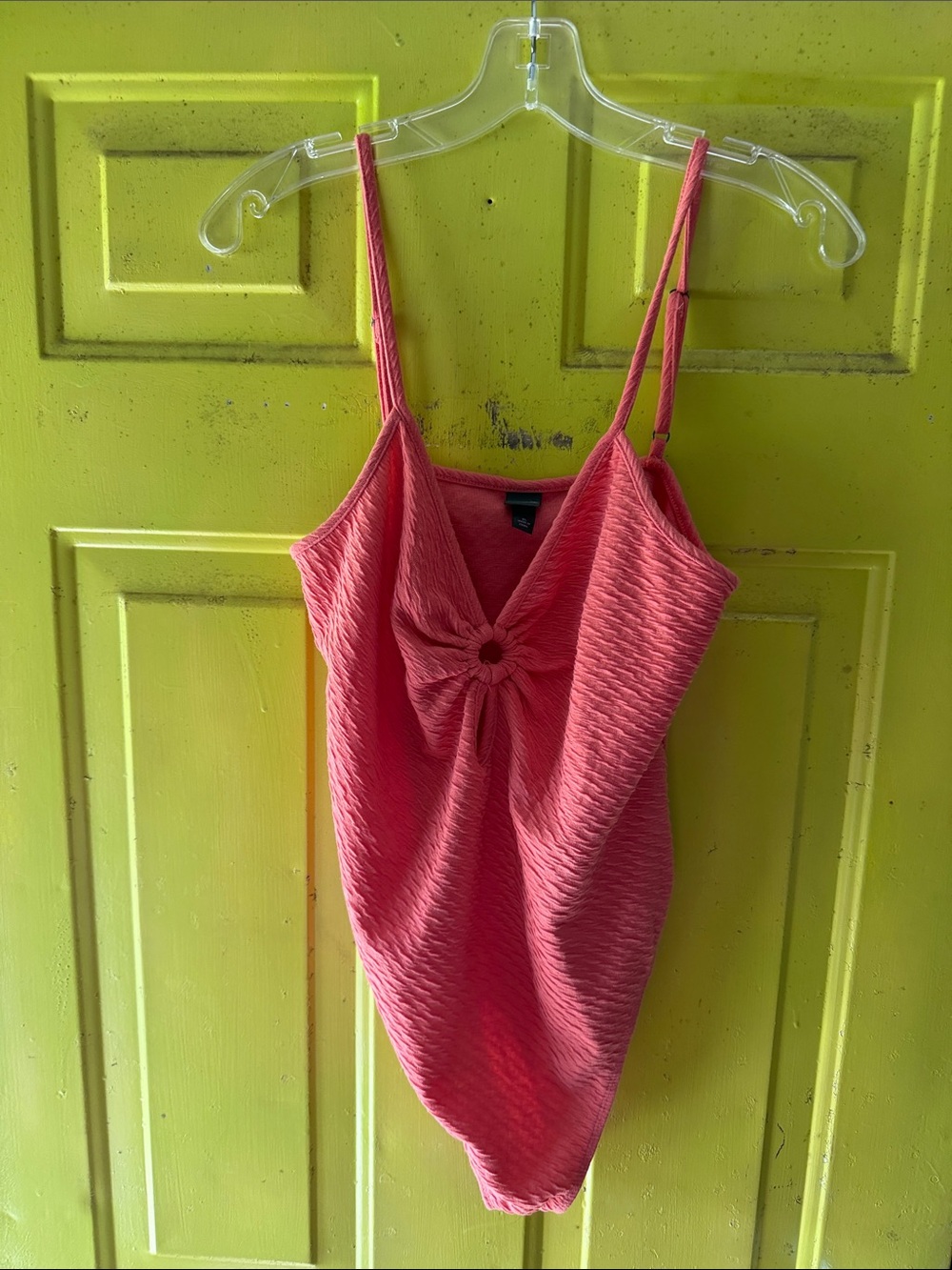 wild fable Coral Pink Knot-Front adjustable Spaghetti strap bodysuit